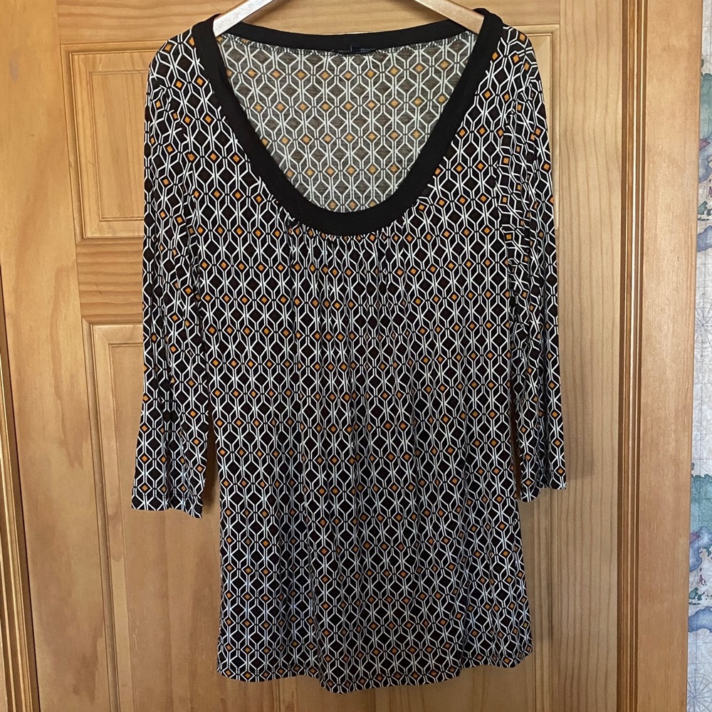 Anne Klein Black and White Geometric Tunic